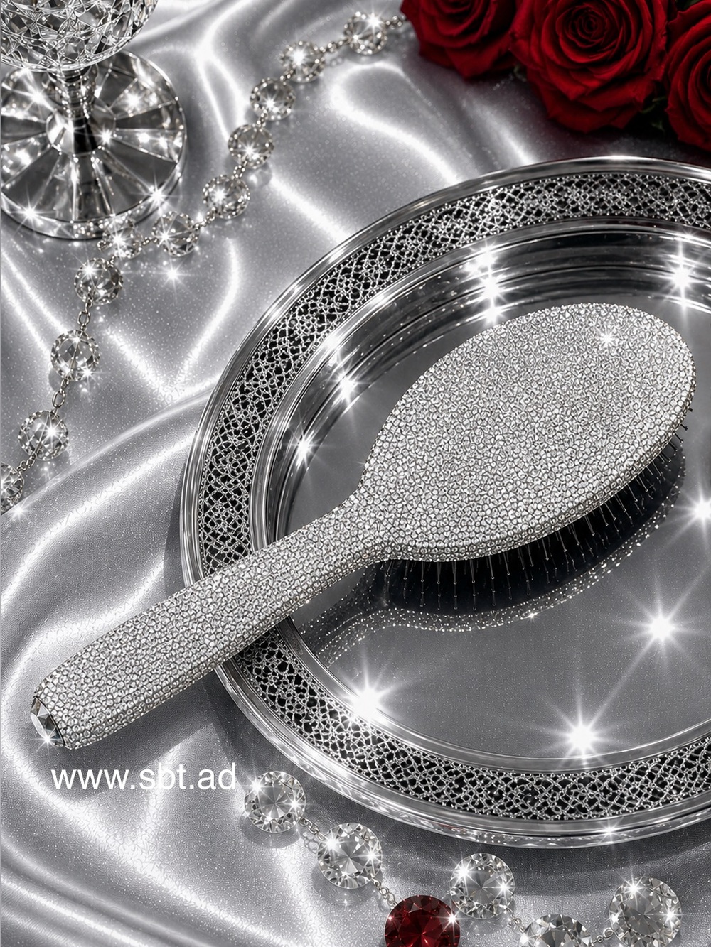 NWT Rhinestone Hair Brush Sparkling Bling Swarovski Crystal +Gift - Picture 5 of 10